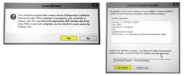 Example LockDown Browser Prompts to Update