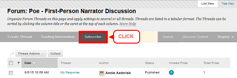 Discussion Board - Subscribe Button